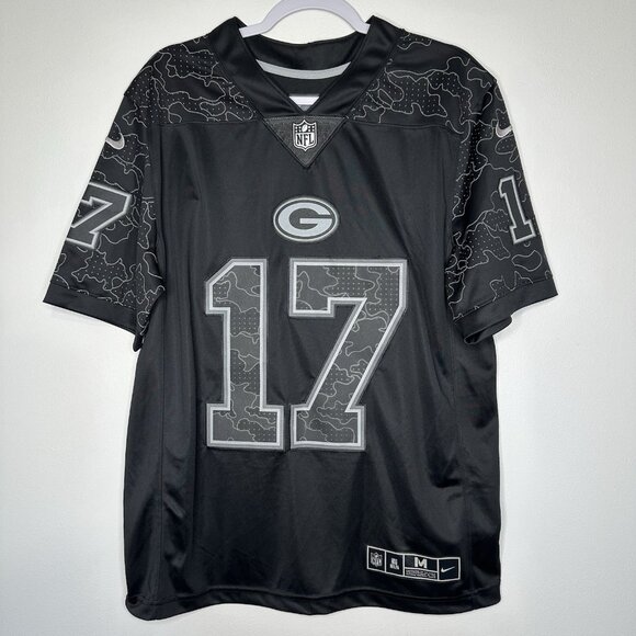 Nike Davante Adams Green Bay Packers Reflective Jersey  Black Medium - Picture 1 of 12